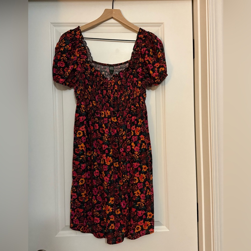 Wild Fable Floral Black Dress On/Off Shoulder